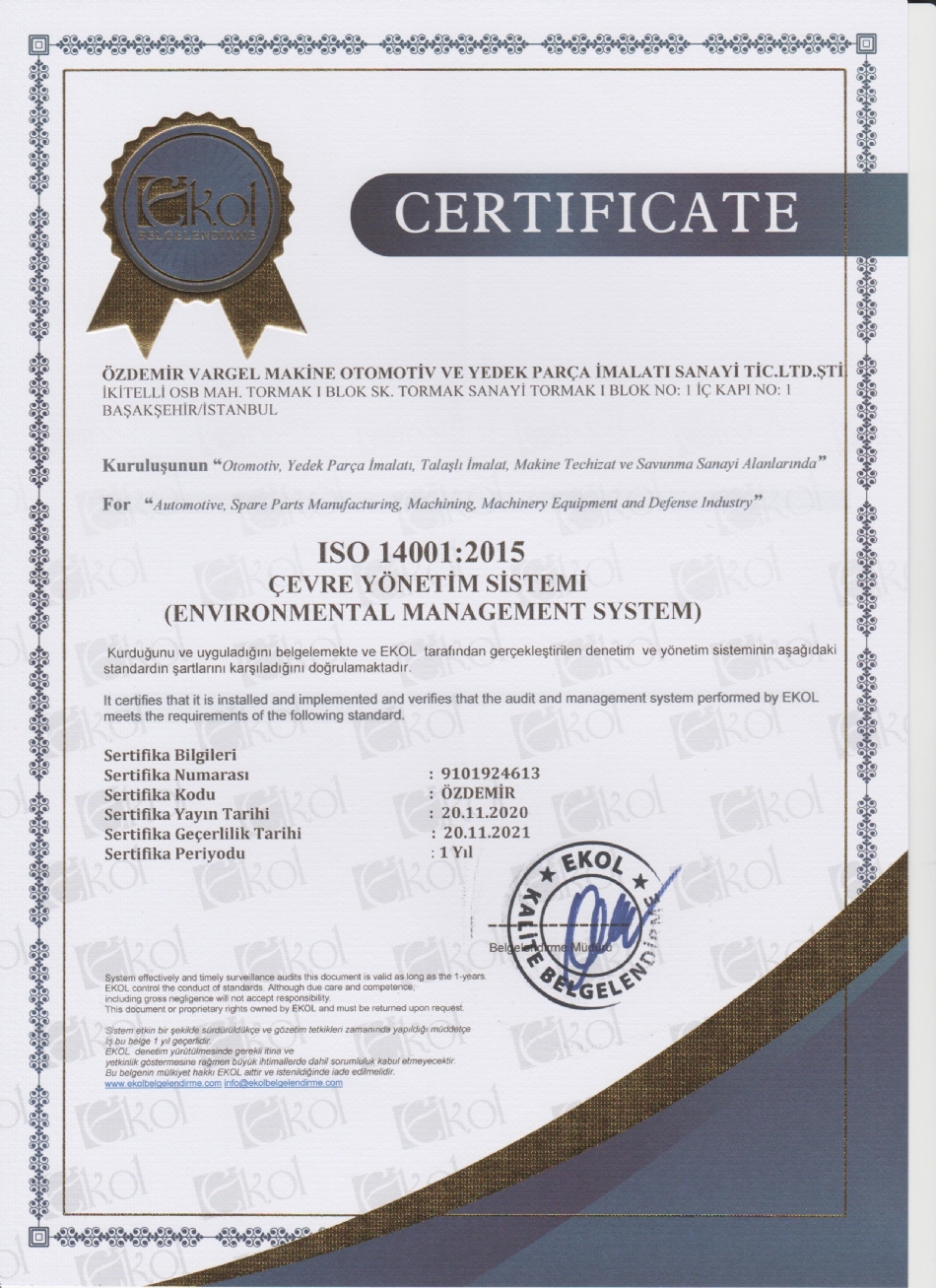 ISO 14001 Sertifikası